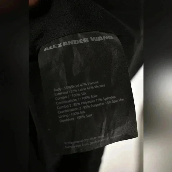 ALEXANDER WANG Black Wool Silk Satin Mesh Bustier  Fitted Dress 8US Small - Picture 7 of 7